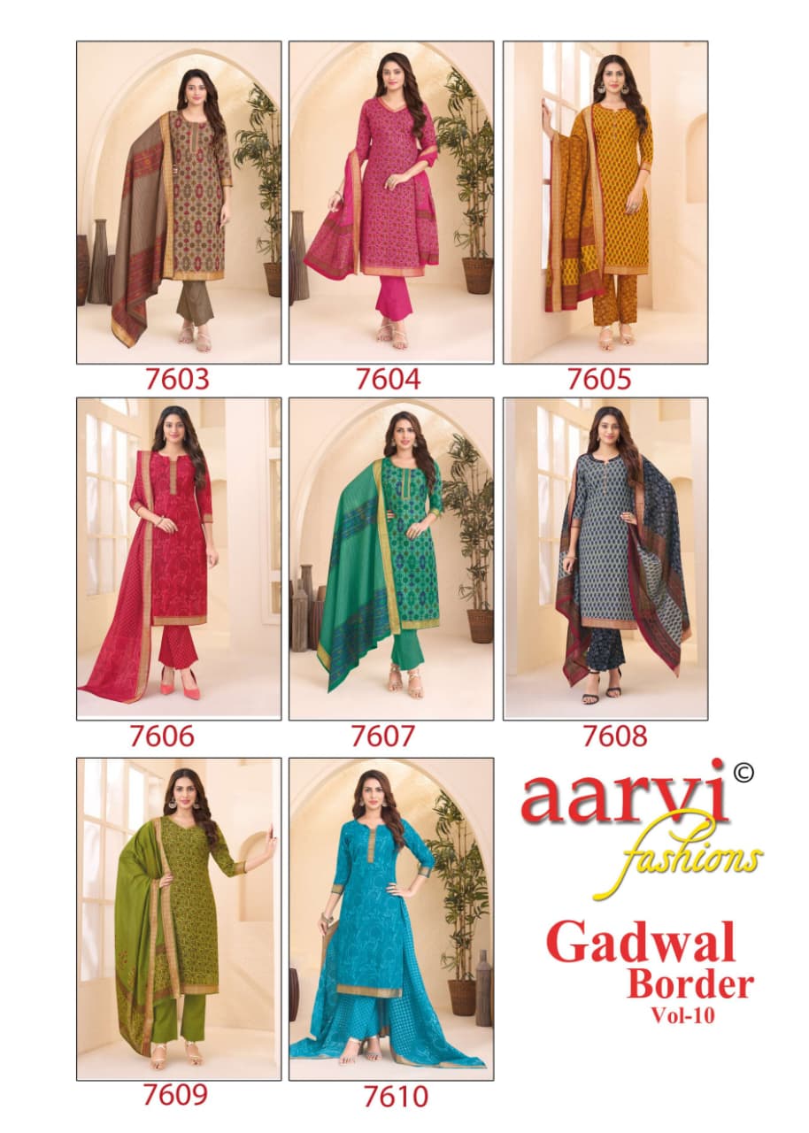 Aarvi Fashions Gadhwal 10 Cotton Salwar Kameez Catalog collection 14