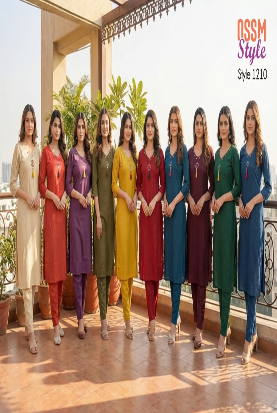 Ossm Style 1210 Cotton Kurtis With Bottom Size Set collection 5