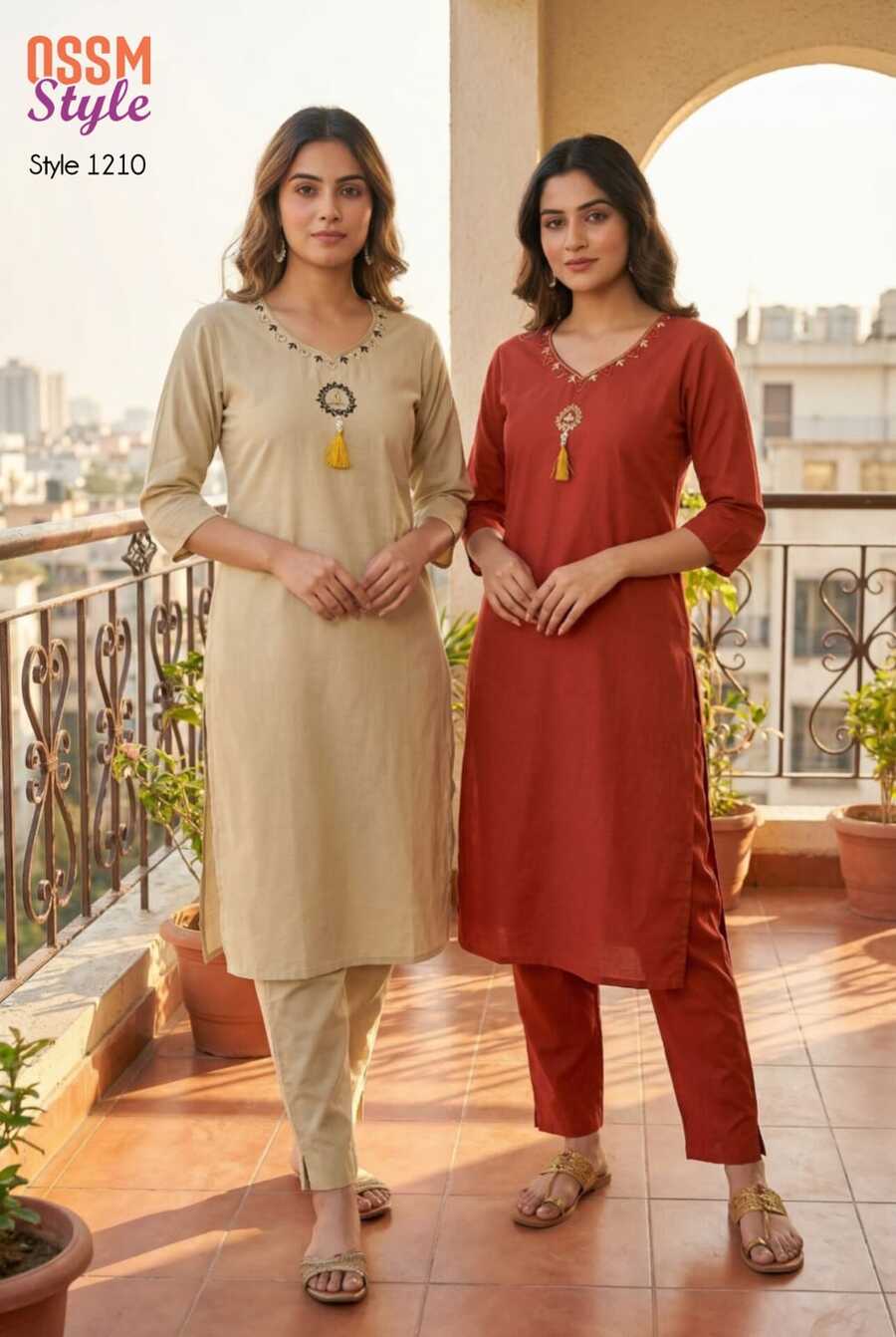 Ossm Style 1210 Cotton Kurtis With Bottom Size Set collection 1