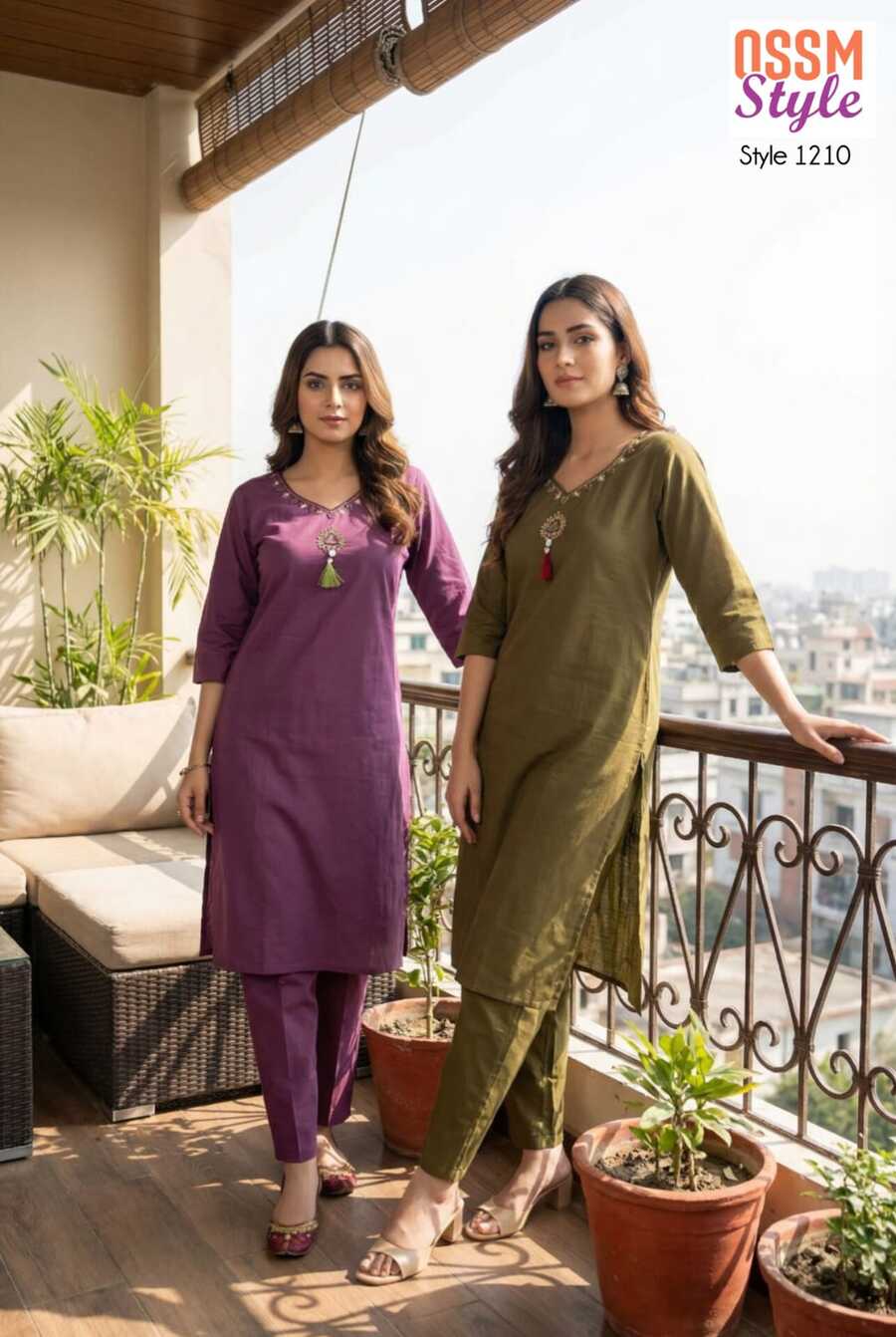 Ossm Style 1210 Cotton Kurtis With Bottom Size Set collection 4