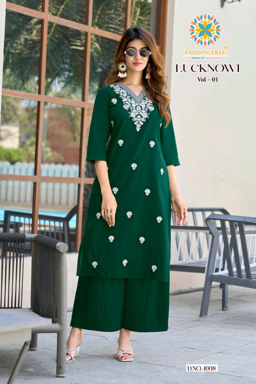 Passion Tree Lucknowi Kurti Palazzo Set Catalog collection 8