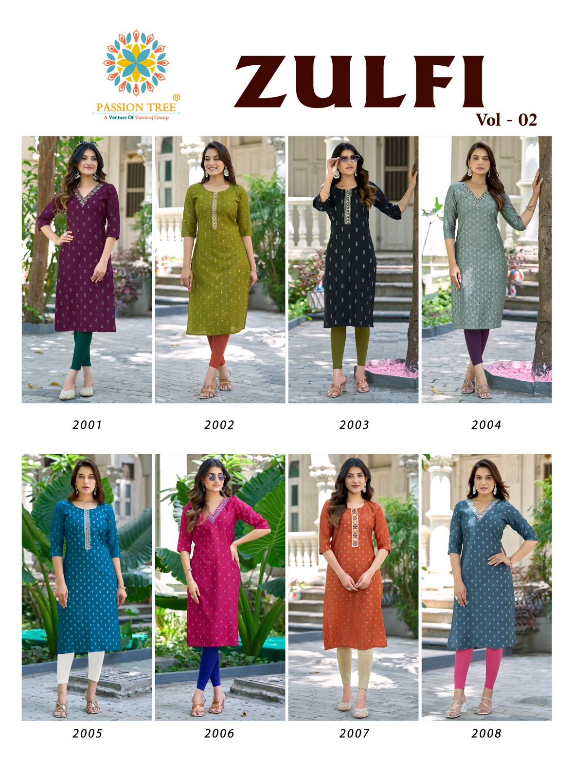Passion Tree Zulfi Vol 2 Straight Cut Kurti Catalog collection 10