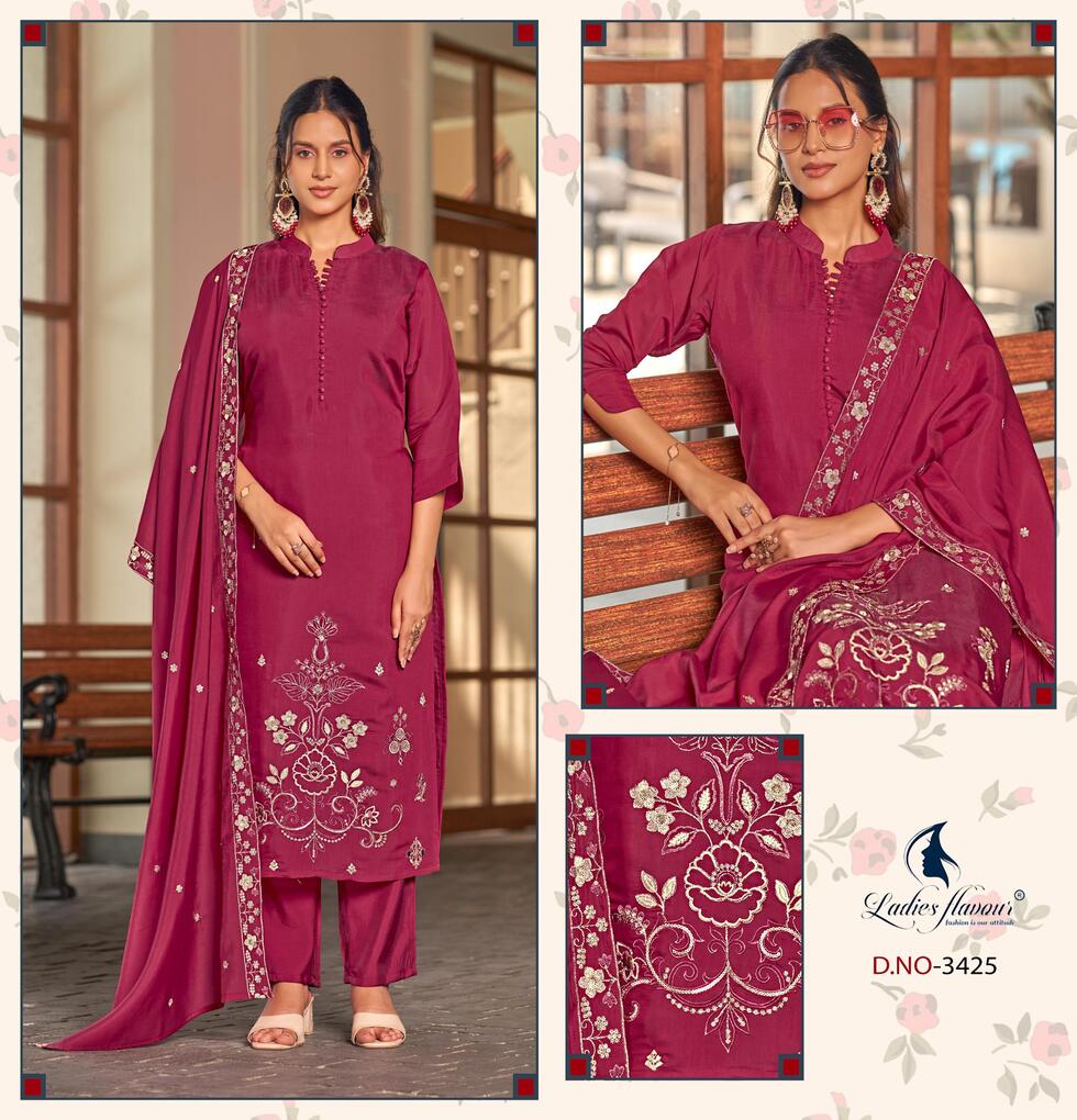 Ladies Flavour dno 3424 Embroidery Salwar Kameez Size Set collection 1