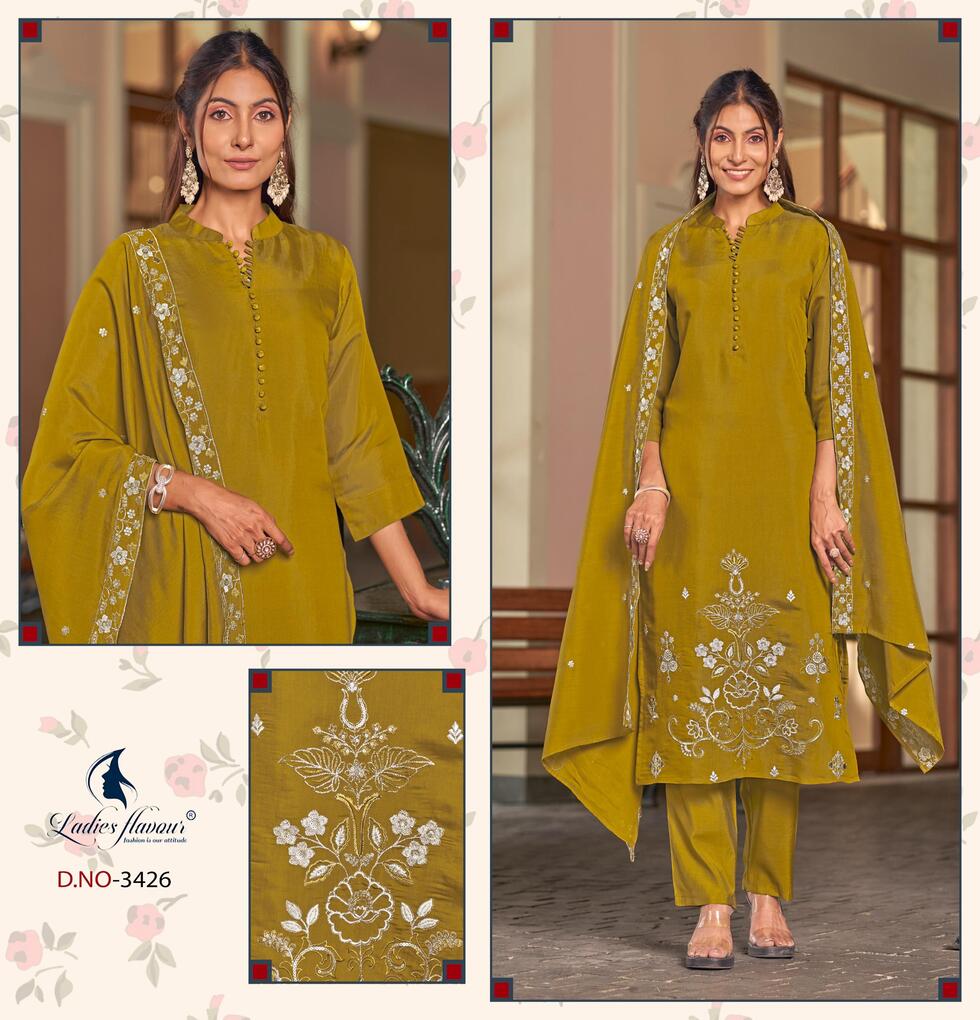Ladies Flavour dno 3424 Embroidery Salwar Kameez Size Set collection 2