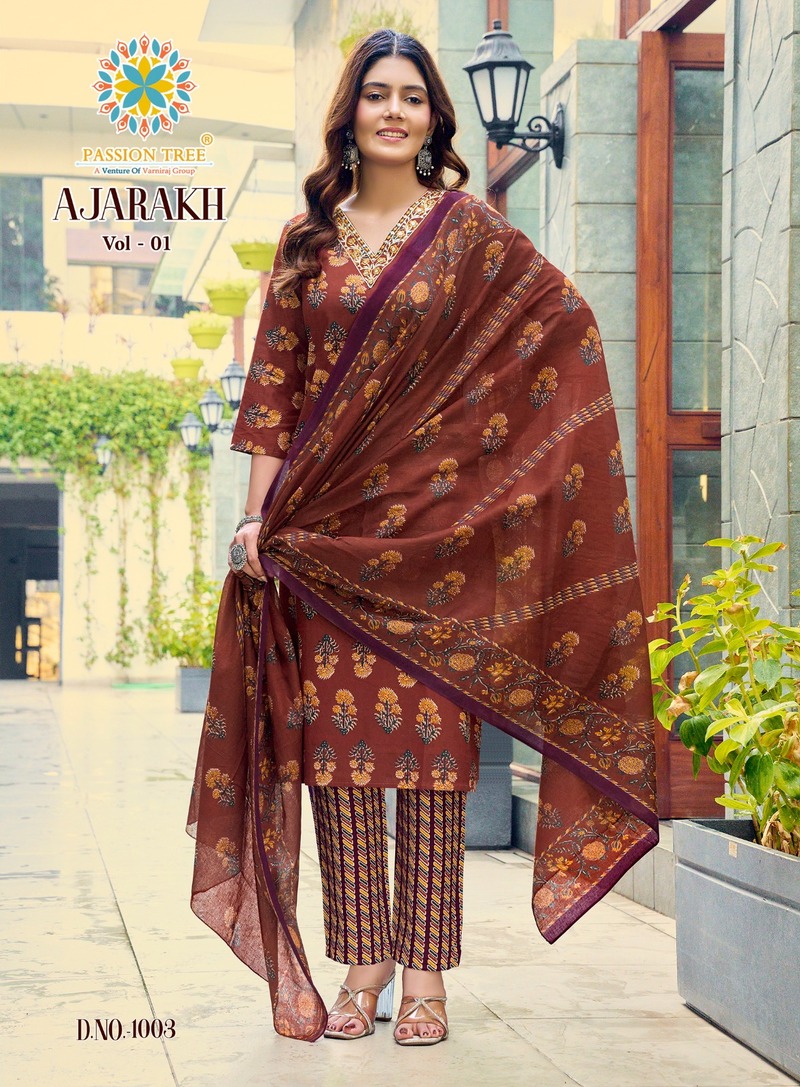 Passion Tree Ajarakh Printed Salwar Kameez Catalog collection 6