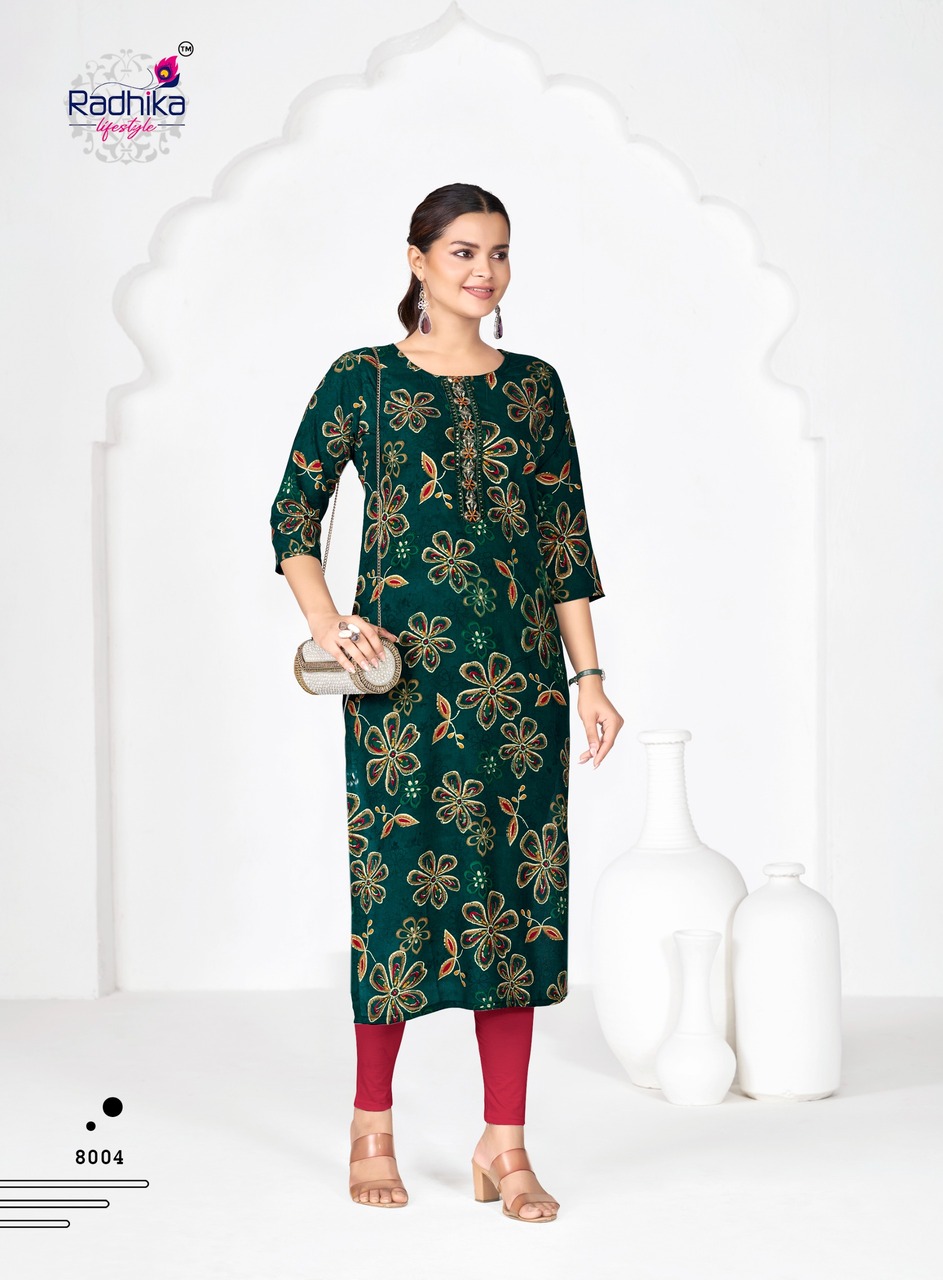 Radhika Lifestyle Alisha Vol 8 Rayon Kurti Catalog collection 17