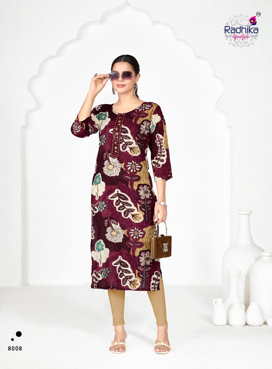 Radhika Lifestyle Alisha Vol 8 Rayon Kurti Catalog collection 8