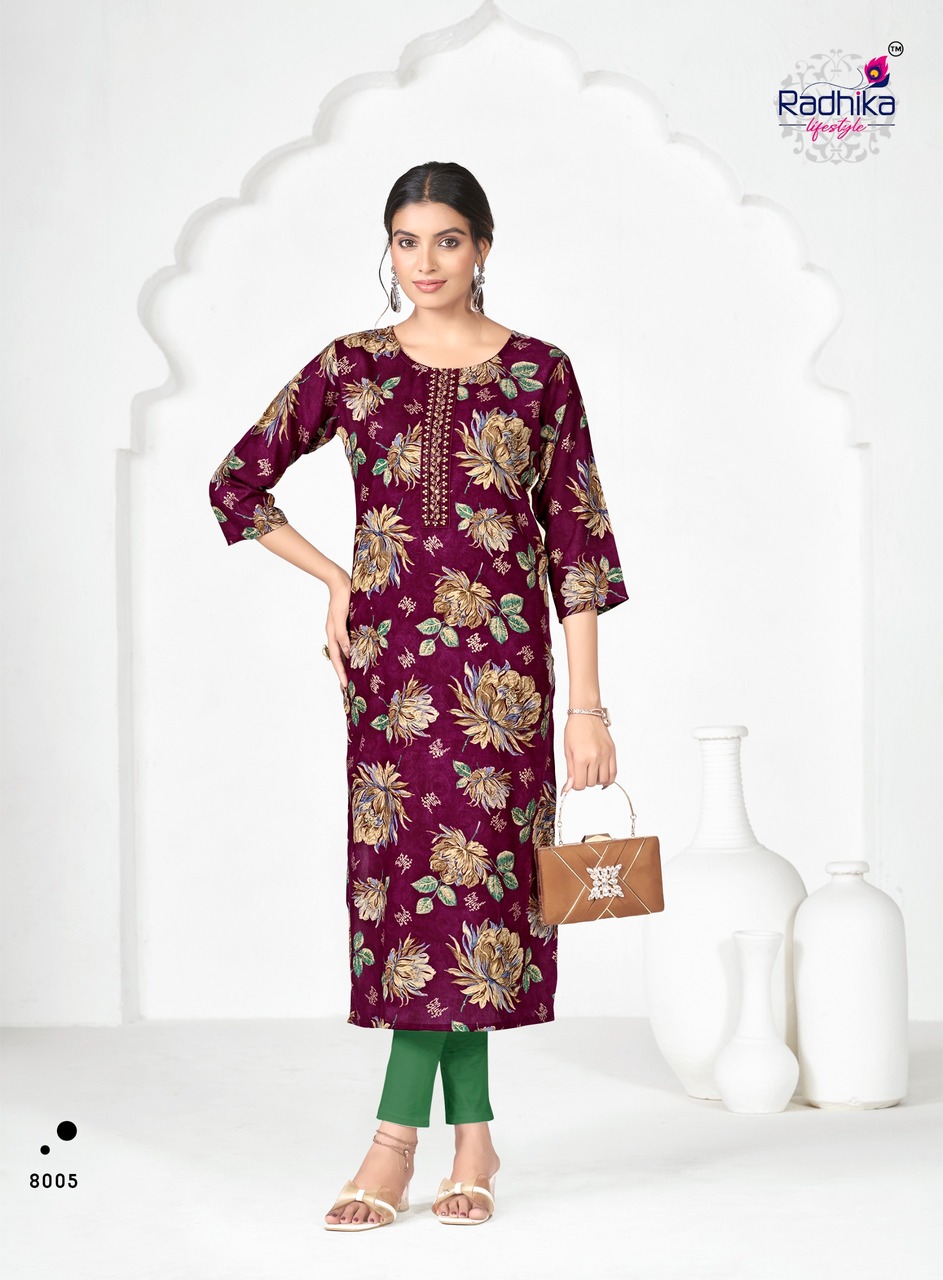 Radhika Lifestyle Alisha Vol 8 Rayon Kurti Catalog collection 4
