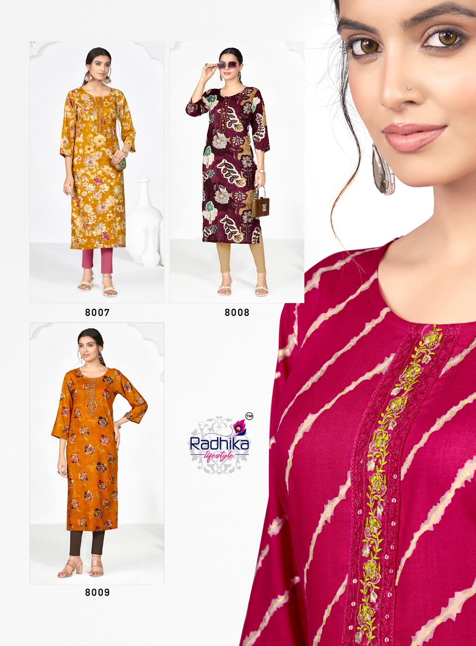 Radhika Lifestyle Alisha Vol 8 Rayon Kurti Catalog collection 6