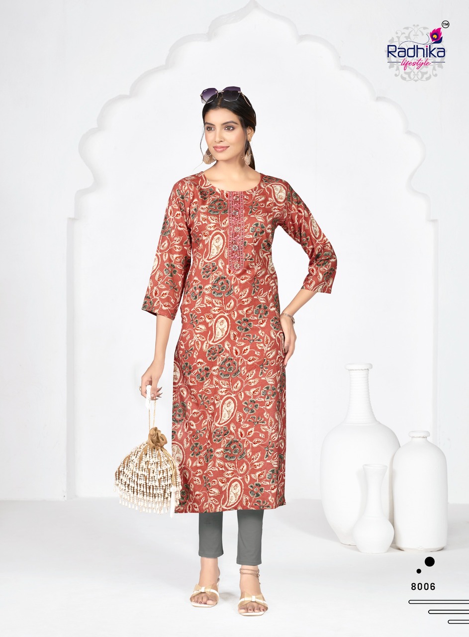 Radhika Lifestyle Alisha Vol 8 Rayon Kurti Catalog collection 12