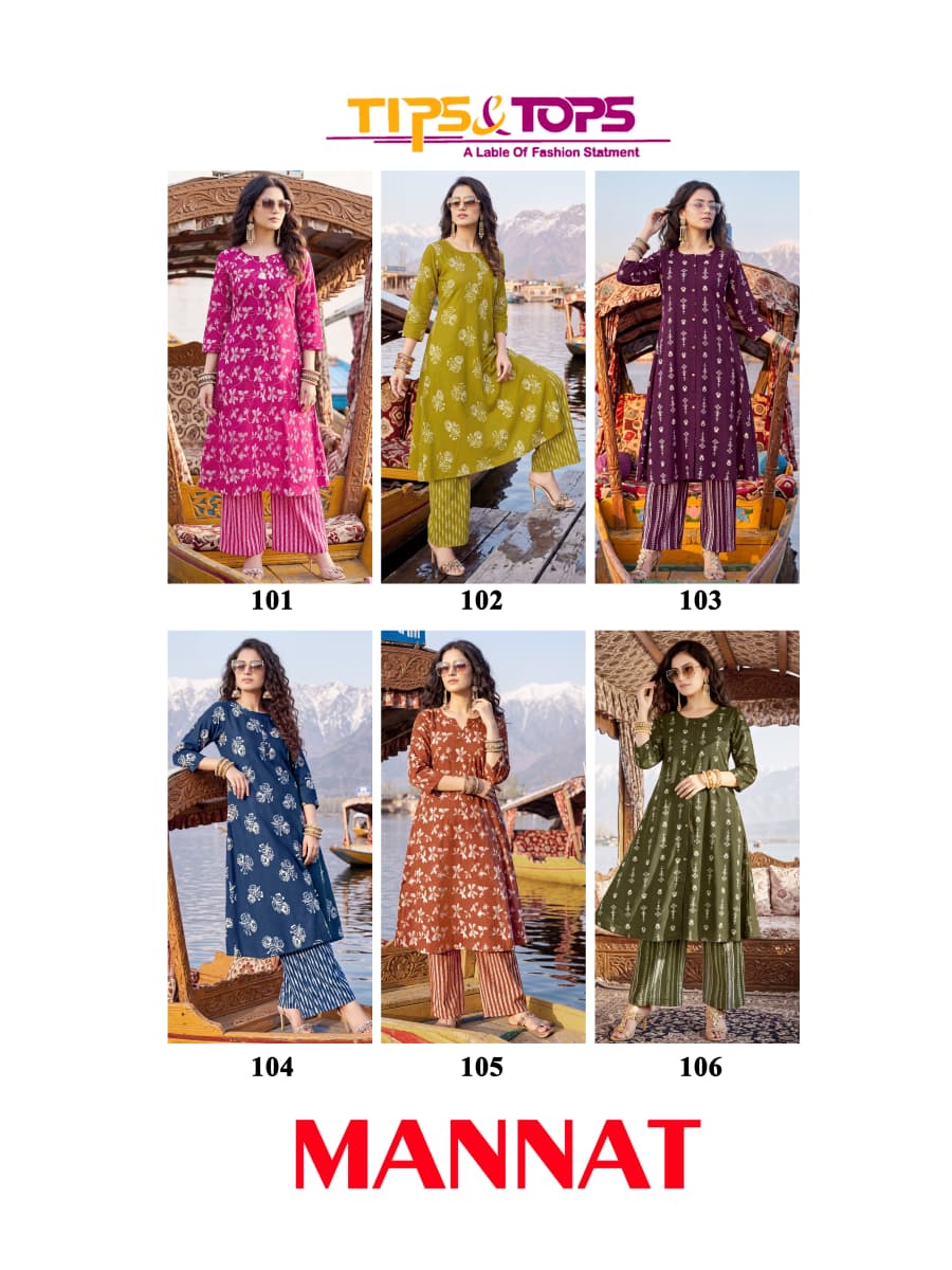 Tips And Tops Mannat Kurti Palazzo Set Catalog collection 4