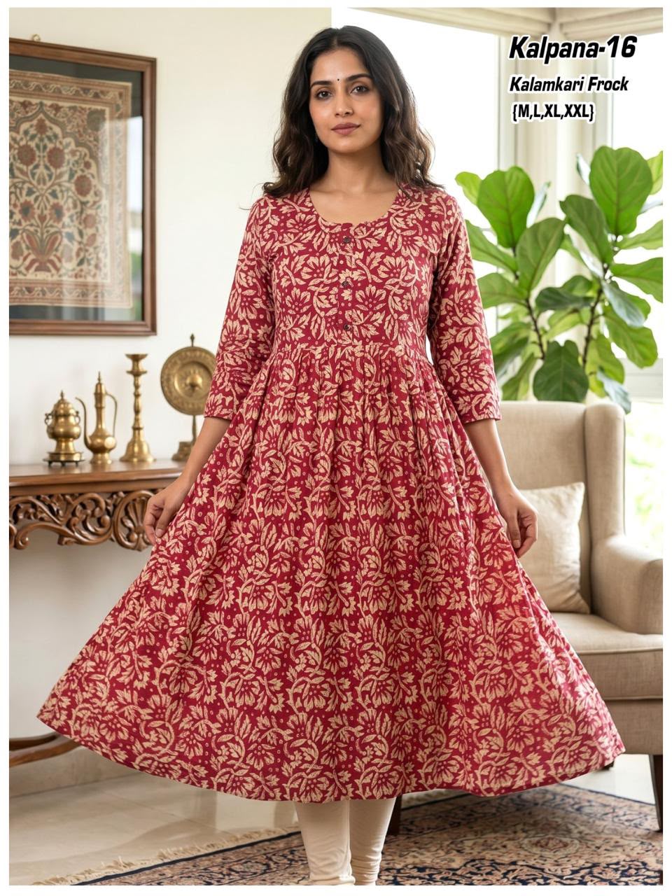 Aarvee Creation Kalamkari One Piece Dress Size Set collection 2