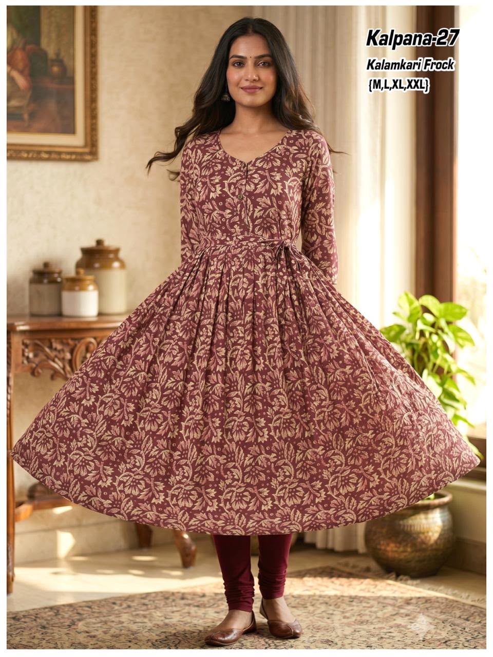 Aarvee Creation Kalamkari One Piece Dress Size Set collection 13