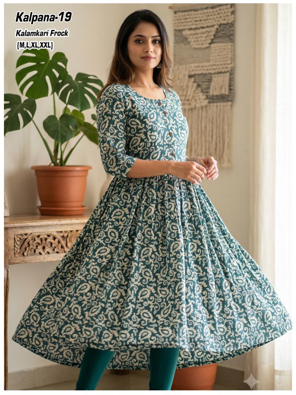 Aarvee Creation Kalamkari One Piece Dress Size Set collection 6