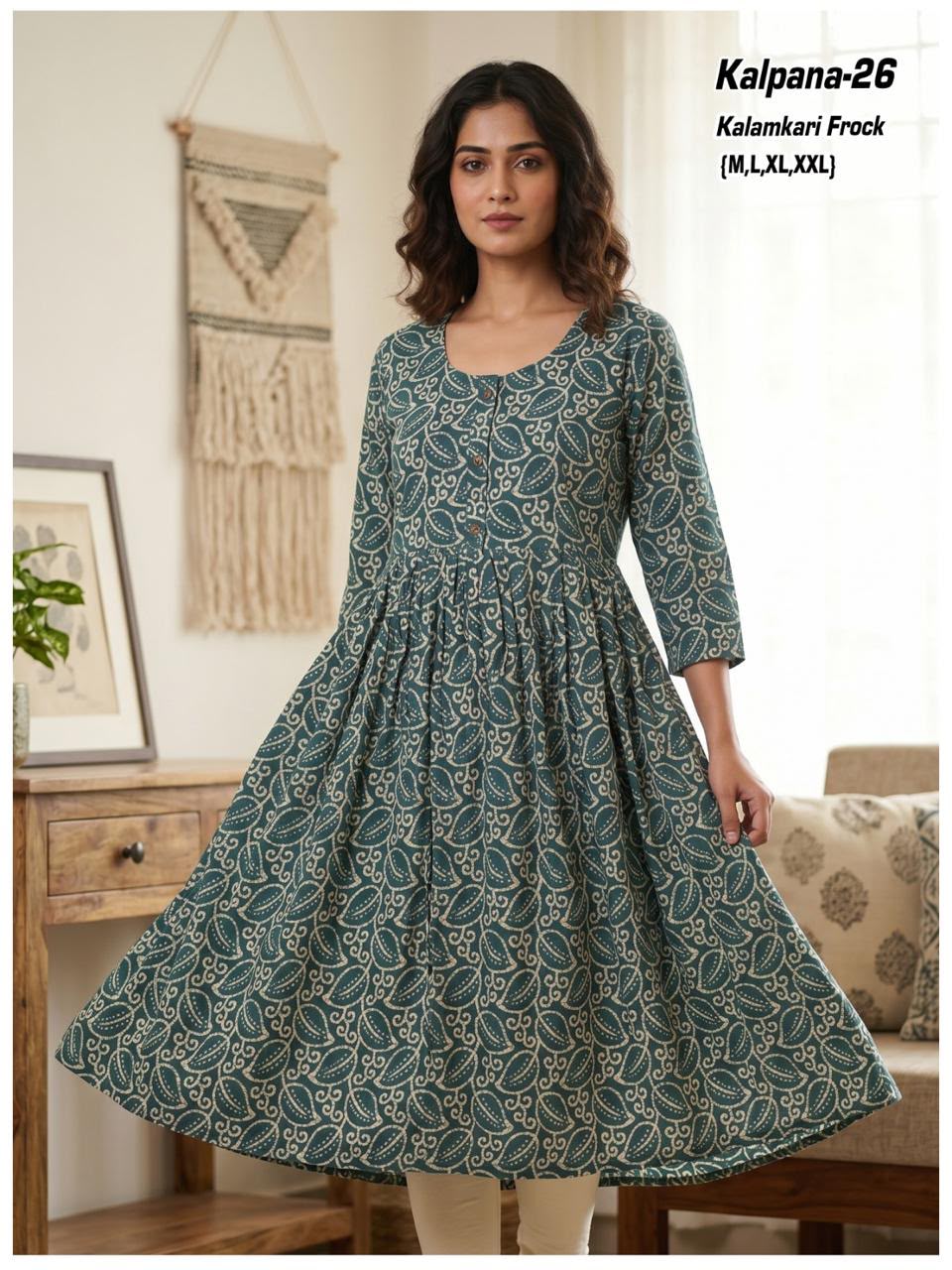 Aarvee Creation Kalamkari One Piece Dress Size Set collection 14