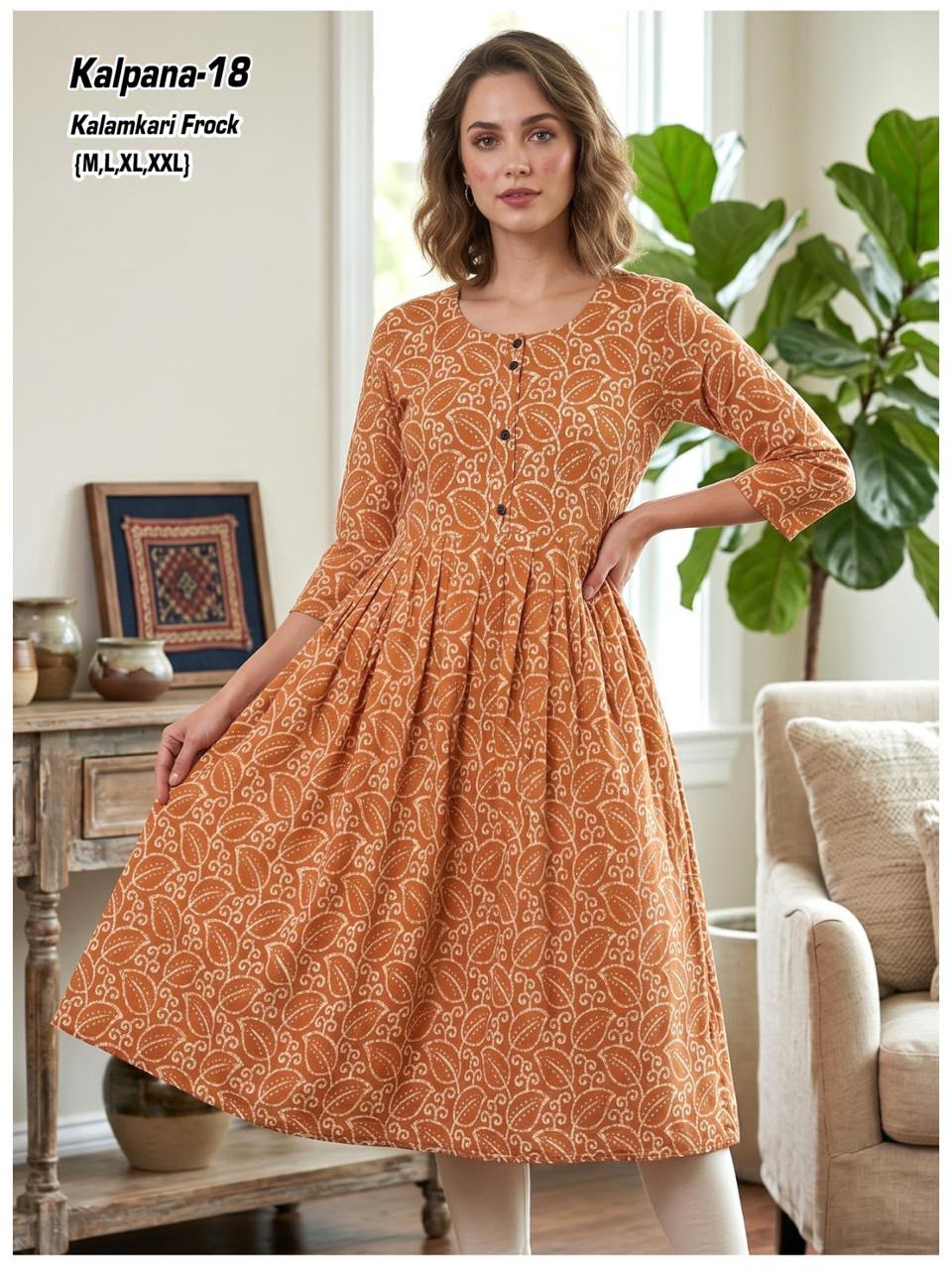 Aarvee Creation Kalamkari One Piece Dress Size Set collection 4