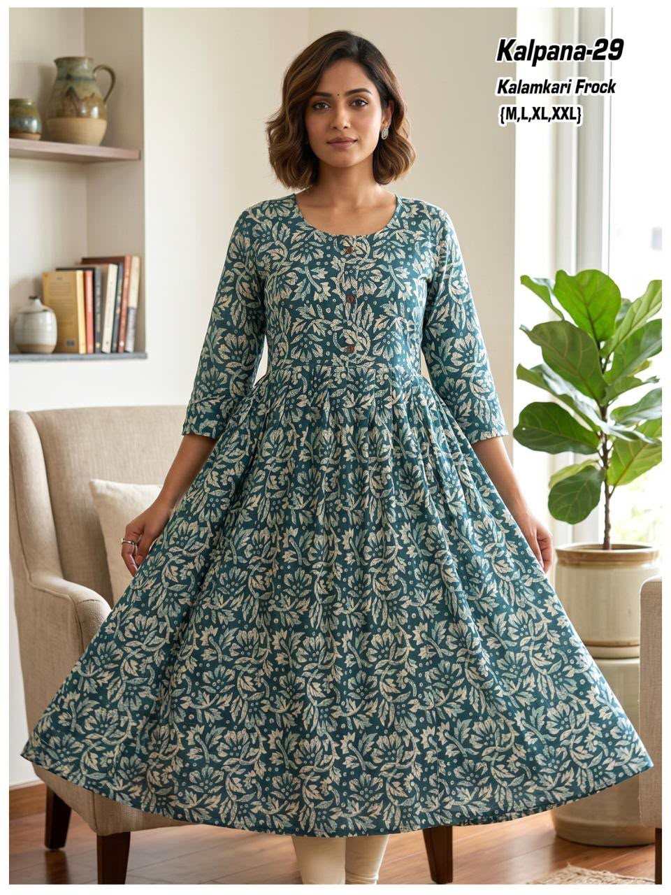 Aarvee Creation Kalamkari One Piece Dress Size Set collection 16