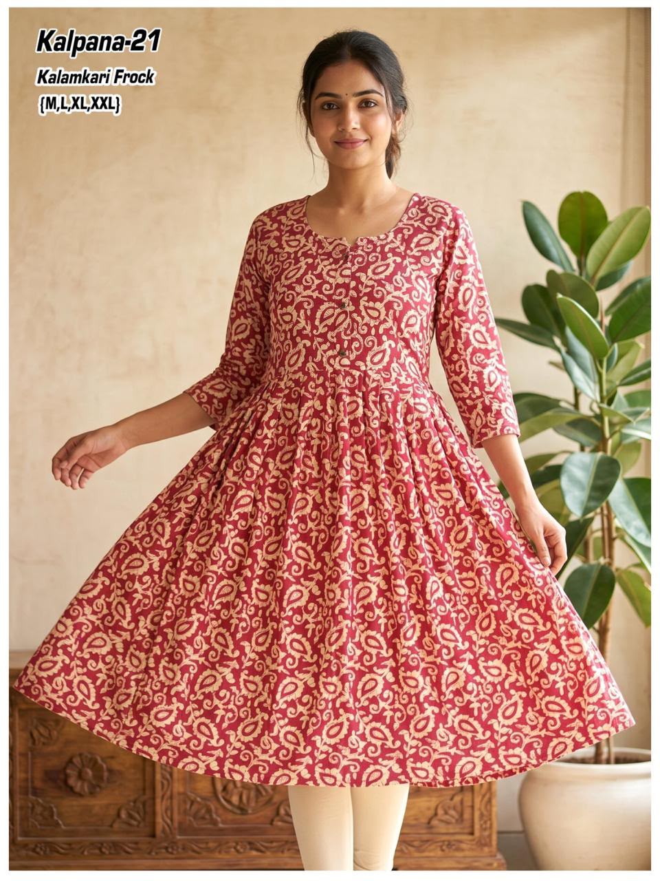 Aarvee Creation Kalamkari One Piece Dress Size Set collection 7