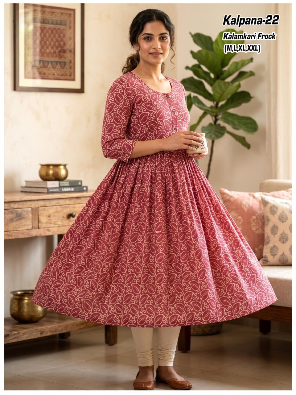 Aarvee Creation Kalamkari One Piece Dress Size Set collection 10
