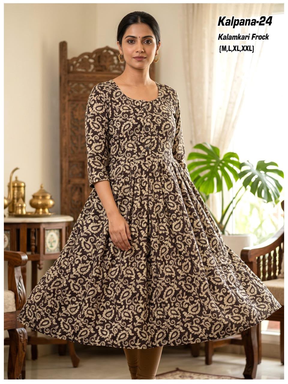Aarvee Creation Kalamkari One Piece Dress Size Set collection 12