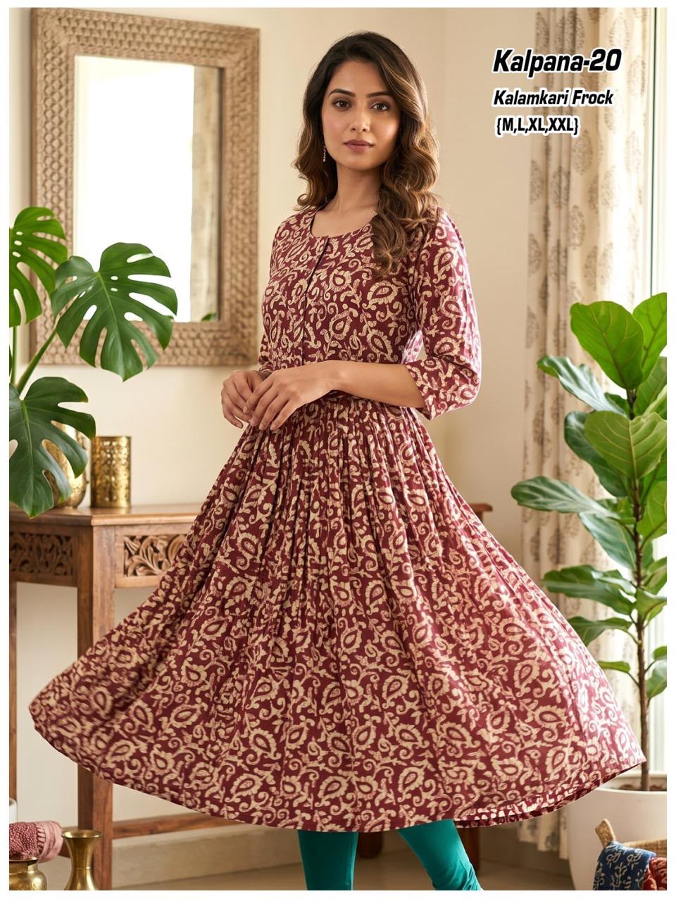 Aarvee Creation Kalamkari One Piece Dress Size Set collection 8