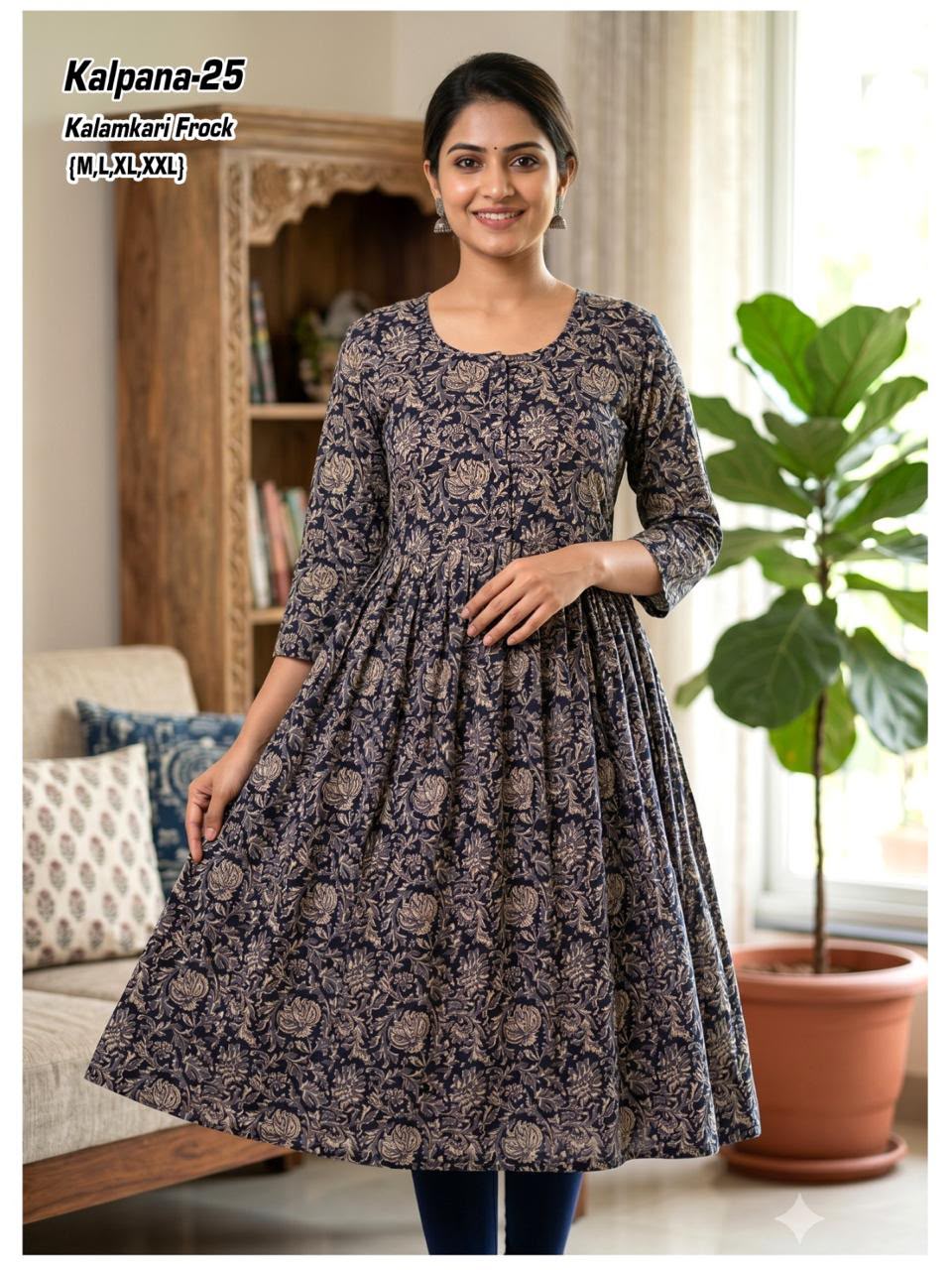 Aarvee Creation Kalamkari One Piece Dress Size Set collection 11