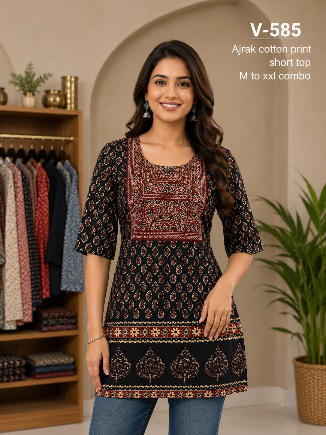 Aarvee Creation Ajrak Ladies Tops Size Set collection 2