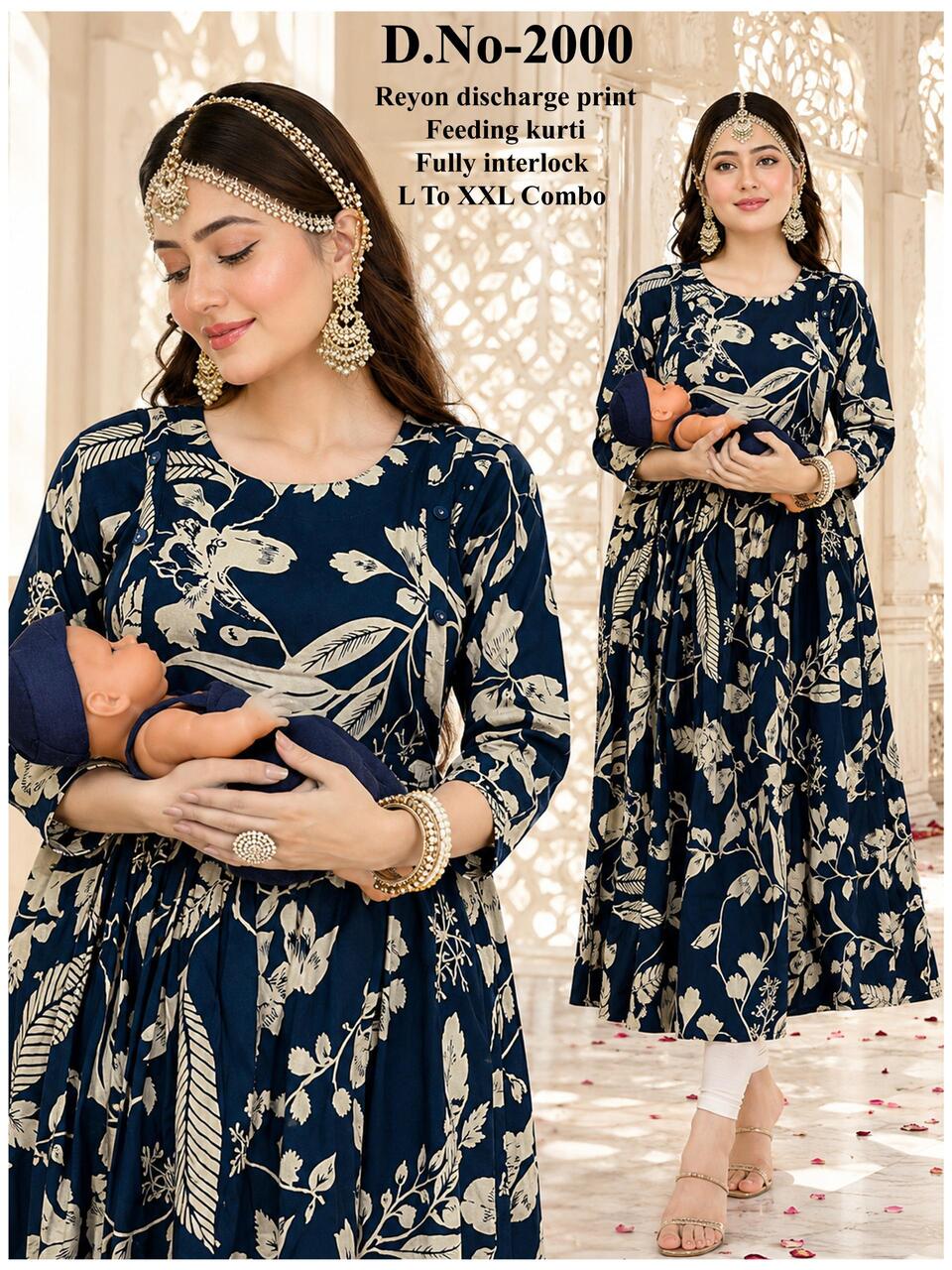 Aarvee Creation Reyon Feeding Kurtis Size Set collection 5