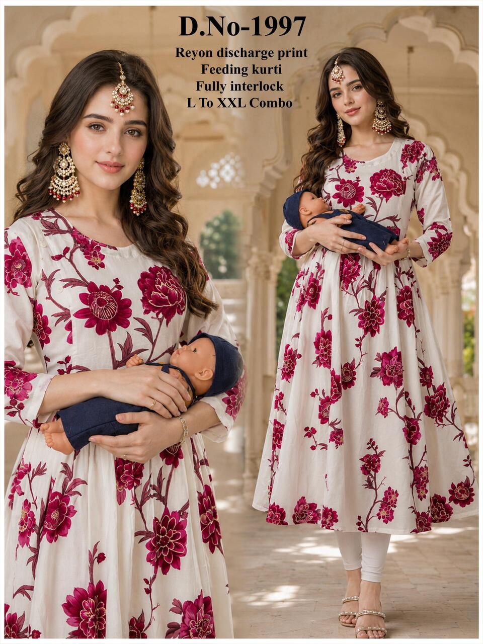 Aarvee Creation Reyon Feeding Kurtis Size Set collection 9