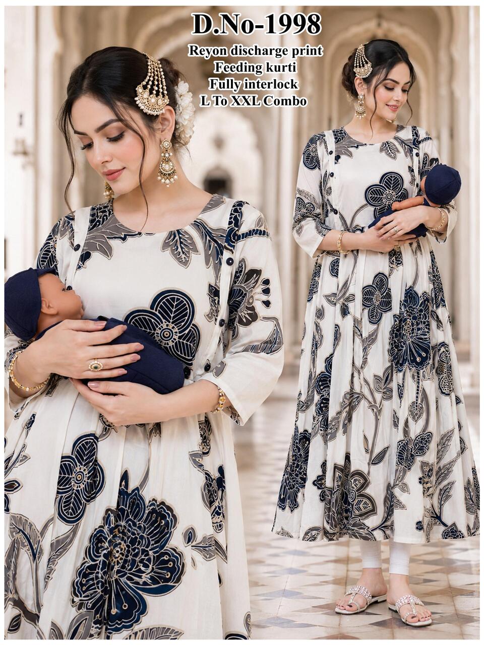 Aarvee Creation Reyon Feeding Kurtis Size Set collection 7