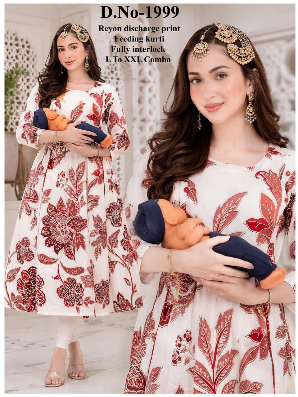 Aarvee Creation Reyon Feeding Kurtis Size Set collection 6
