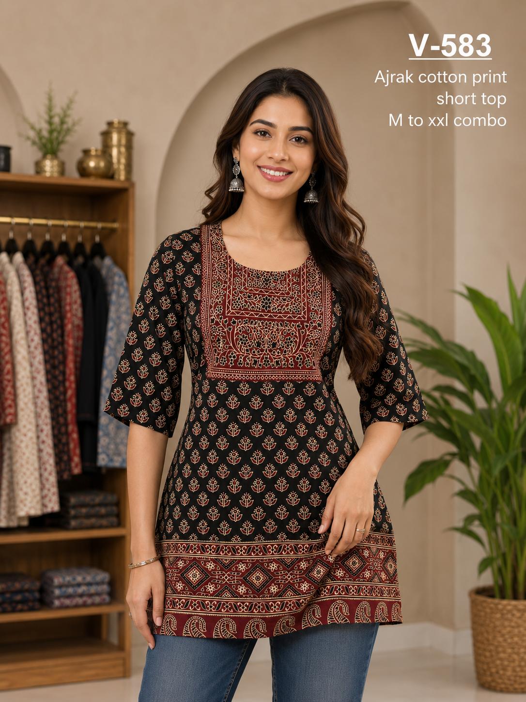 Aarvee Creation Ajrak Ladies Tops Size Set collection 4