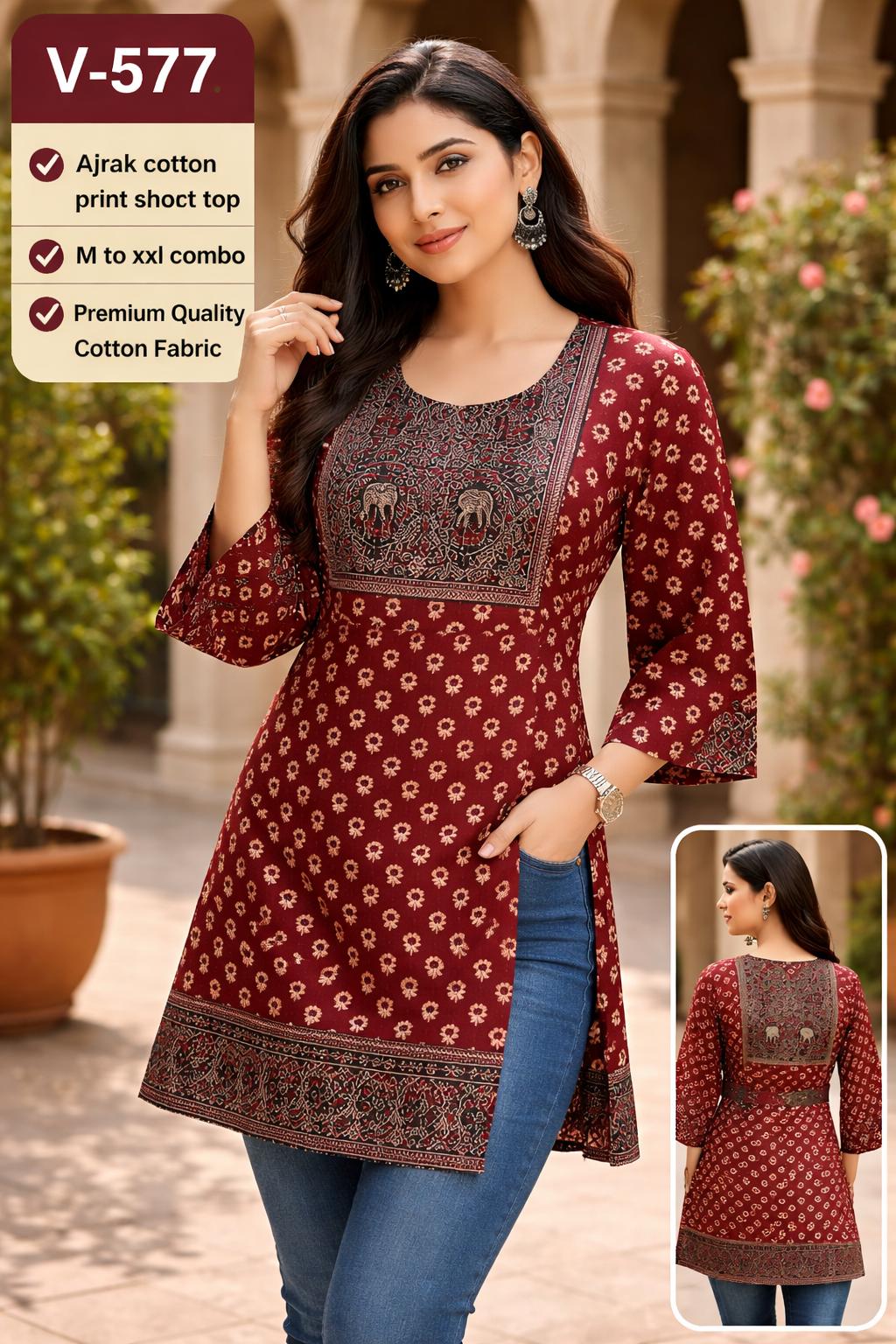 Aarvee Creation Ajrak Ladies Tops Size Set collection 8