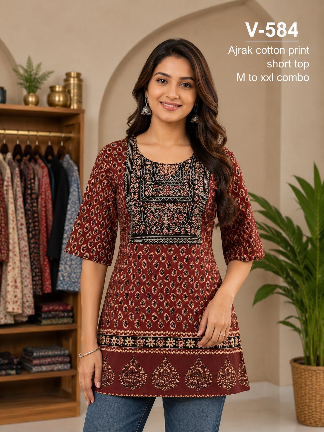 Aarvee Creation Ajrak Ladies Tops Size Set collection 3