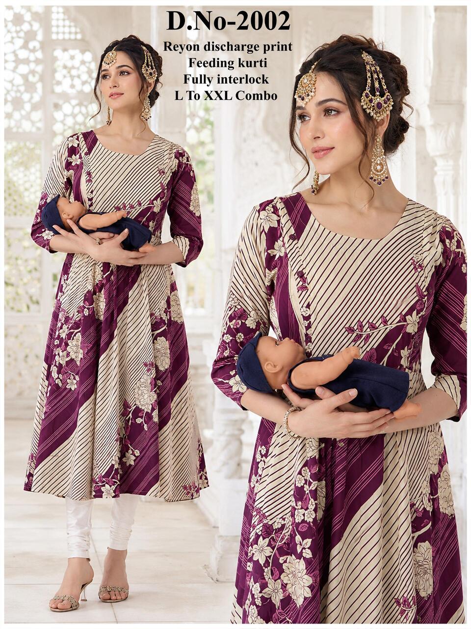 Aarvee Creation Reyon Feeding Kurtis Size Set collection 3