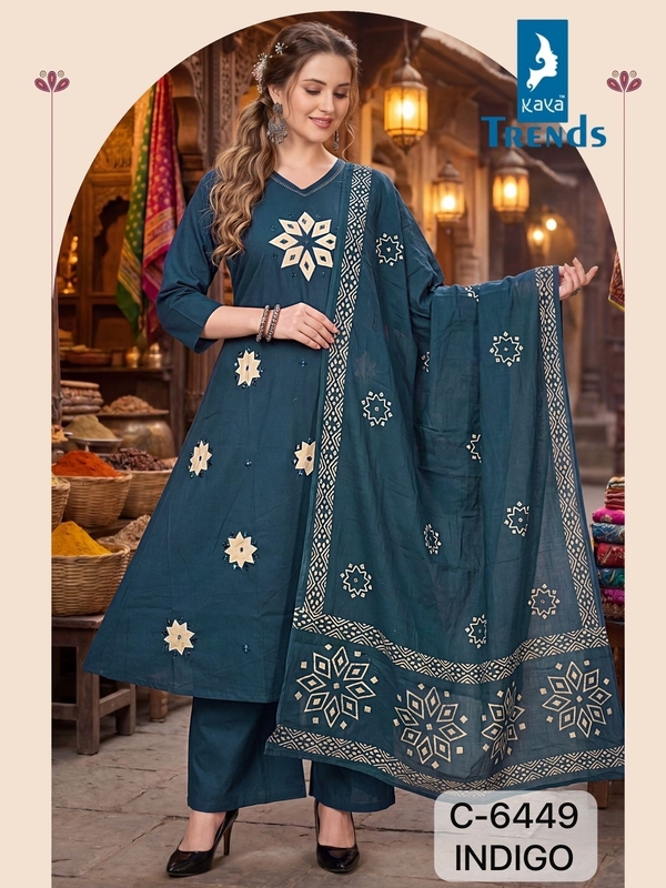 Kaya Trends Dno 6449 Cotton Salwar Kameez Size Set collection 3