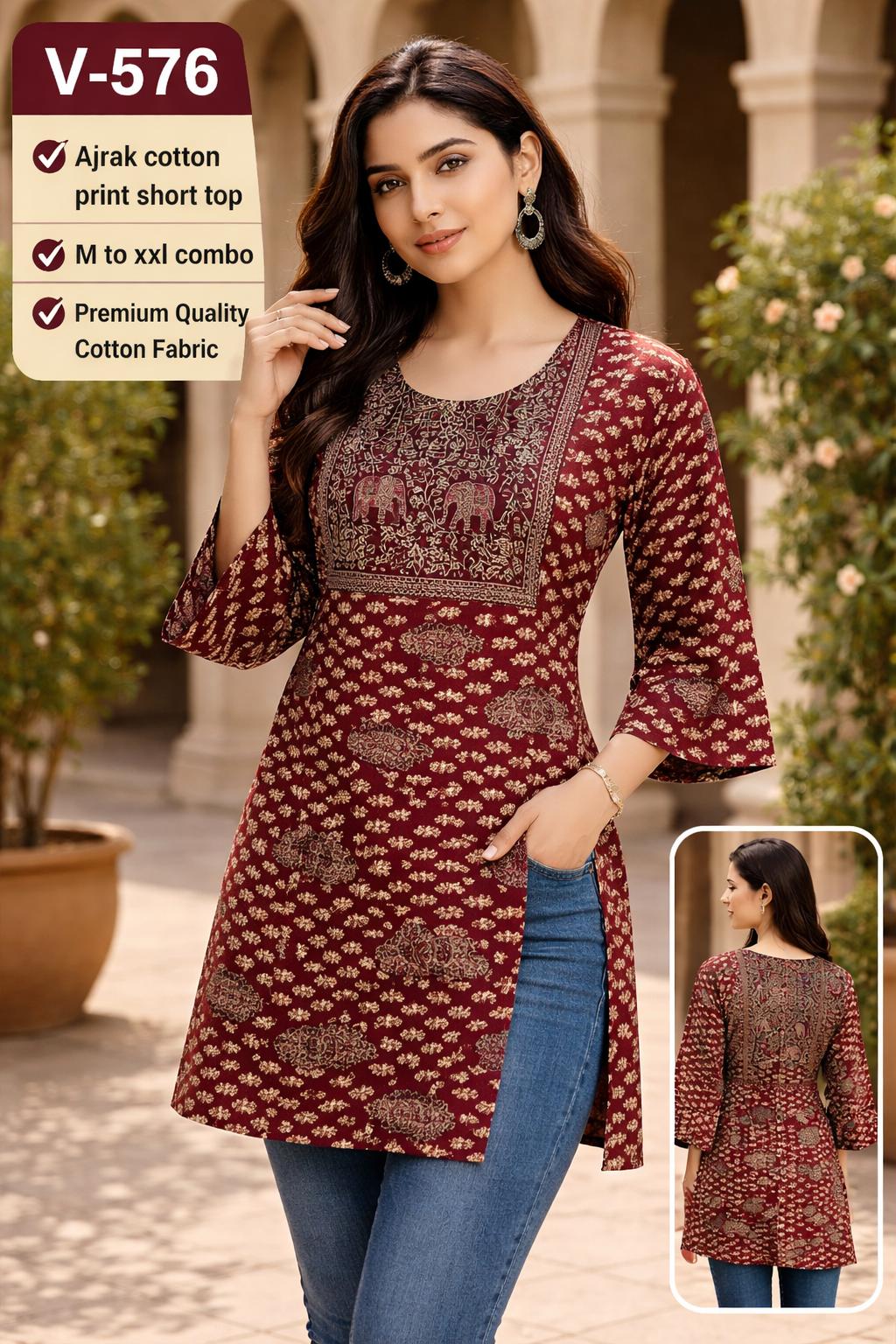 Aarvee Creation Ajrak Ladies Tops Size Set collection 10