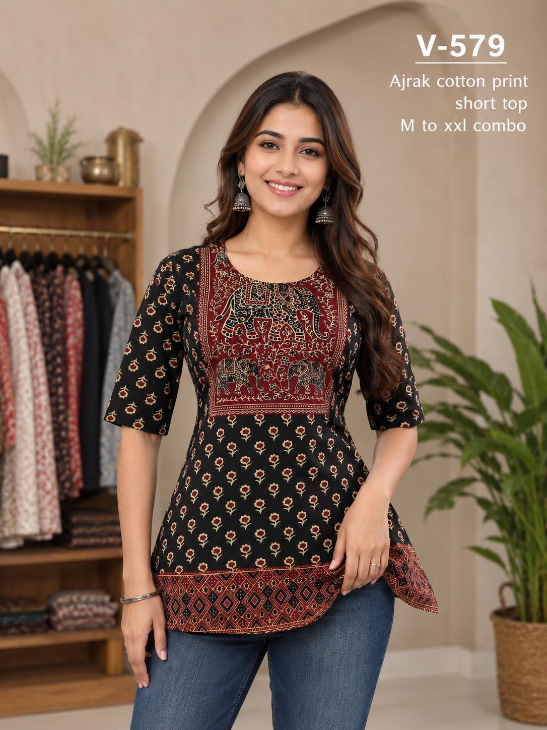 Aarvee Creation Ajrak Ladies Tops Size Set collection 9