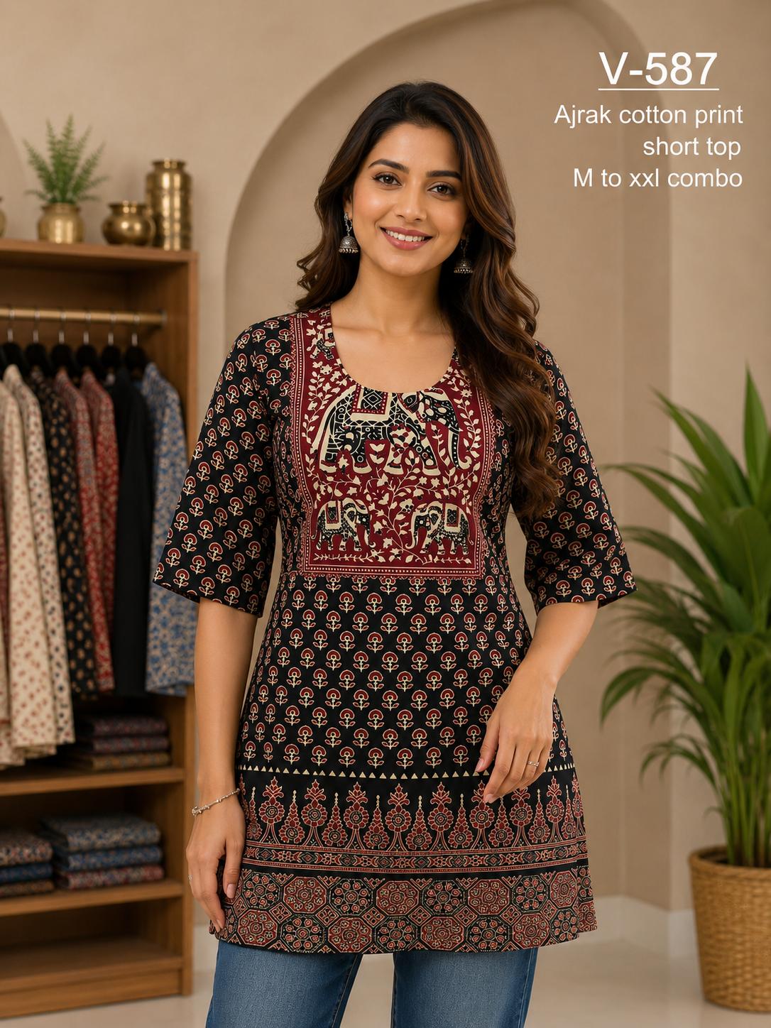 Aarvee Creation Ajrak Ladies Tops Size Set collection 1