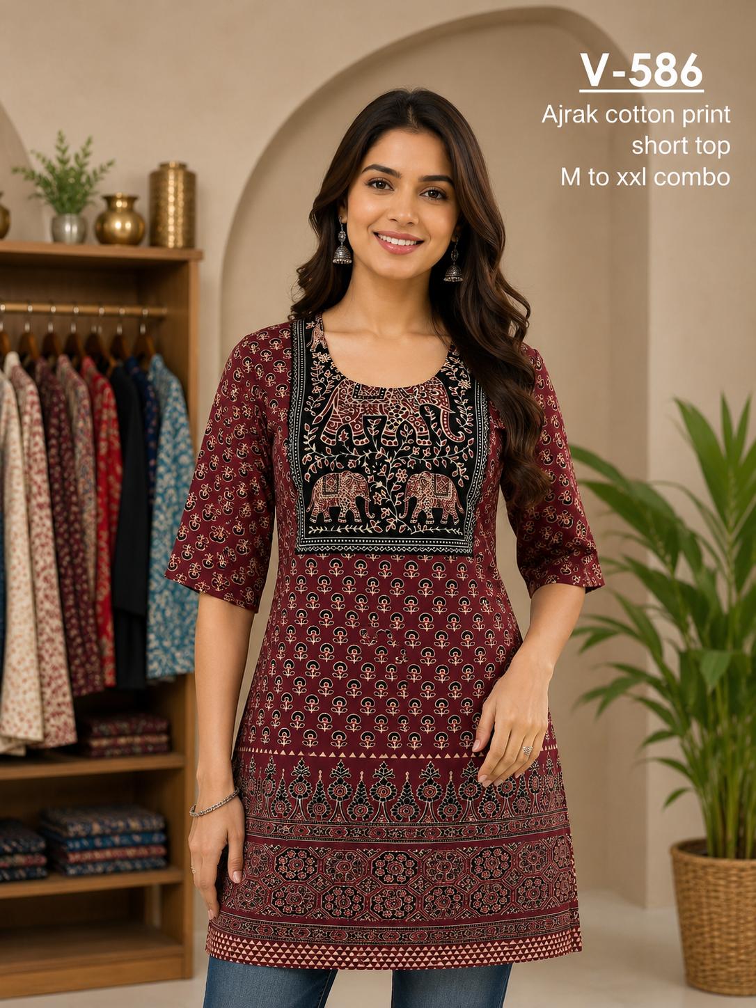 Aarvee Creation Ajrak Ladies Tops Size Set collection 11