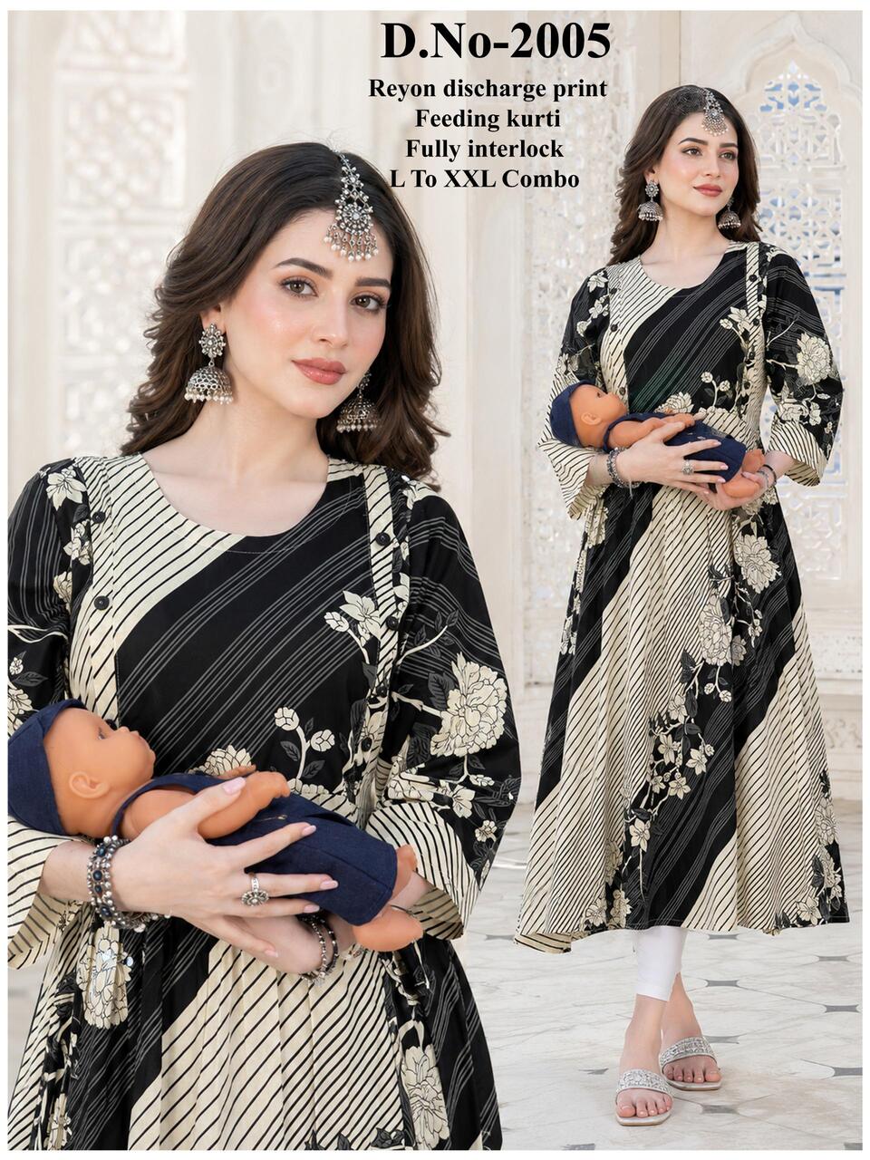 Aarvee Creation Reyon Feeding Kurtis Size Set collection 1