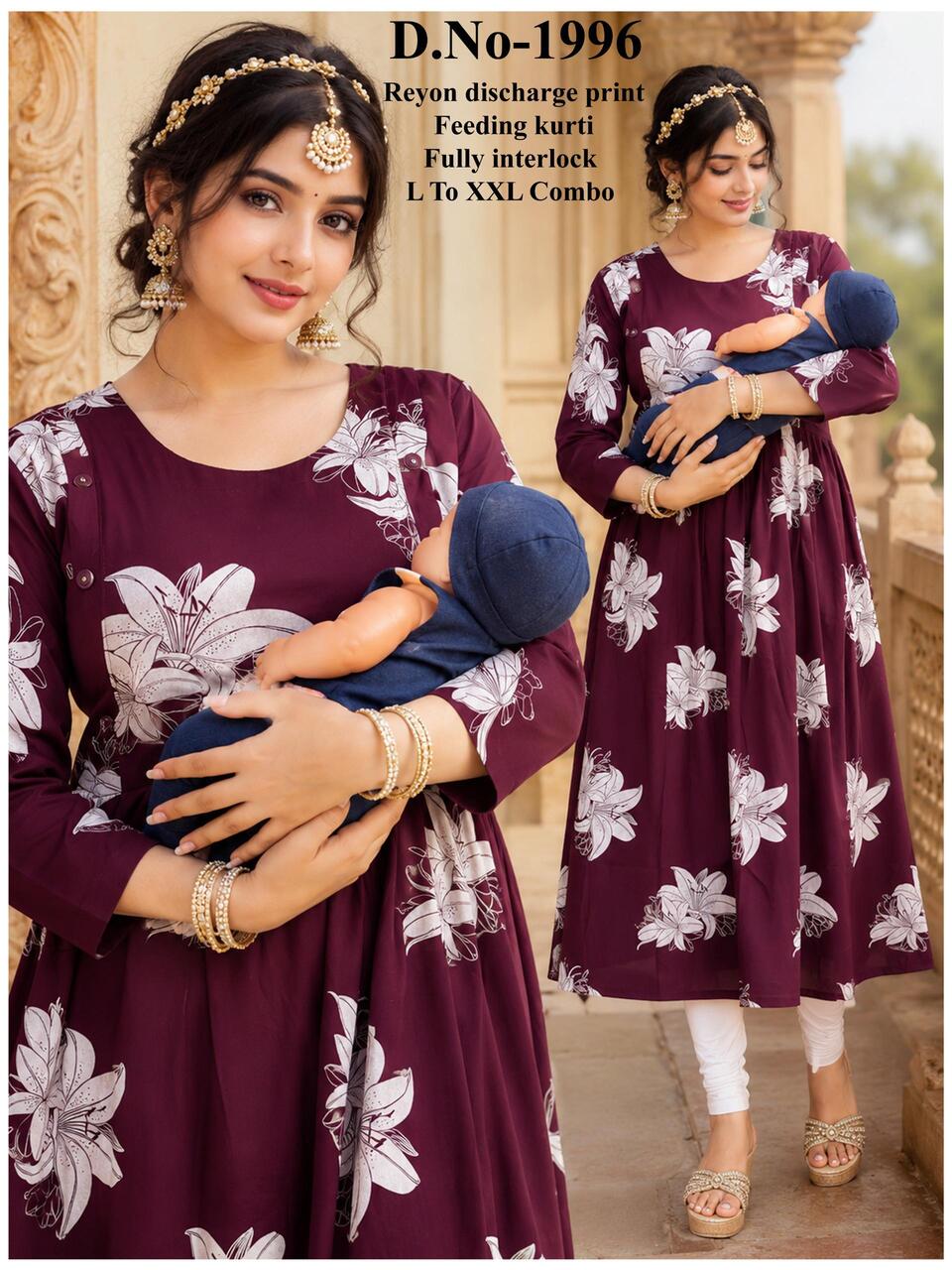 Aarvee Creation Reyon Feeding Kurtis Size Set collection 8