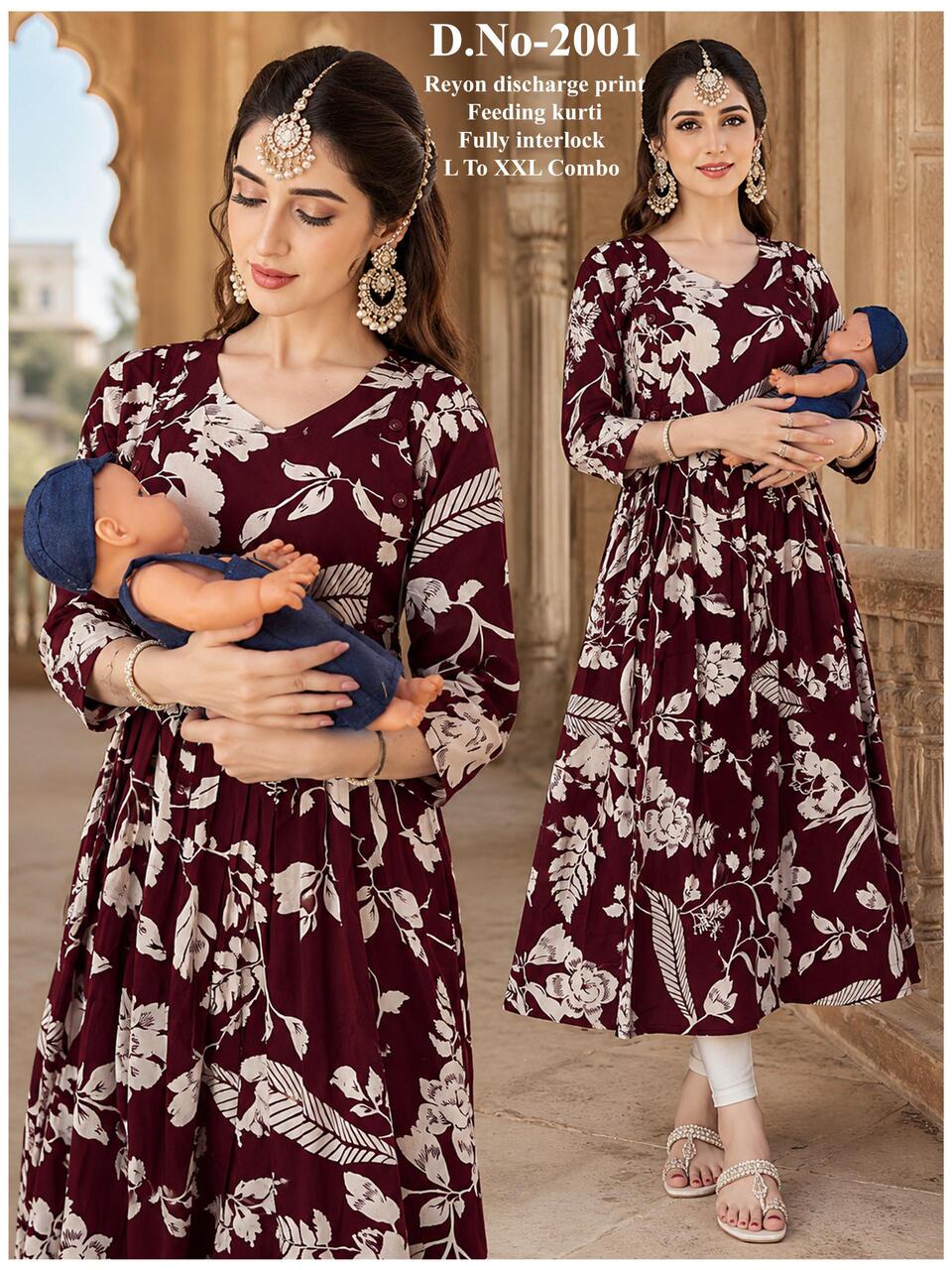 Aarvee Creation Reyon Feeding Kurtis Size Set collection 4