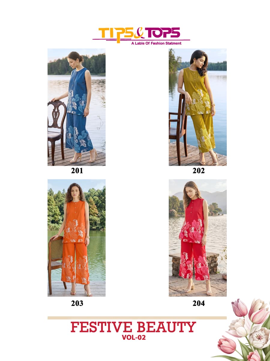 Tips And Tops Festive Beauty 2 Kurti Palazzo Set Catalog collection 2