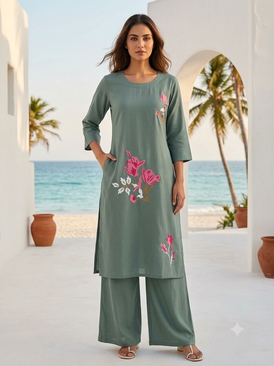 Aarvee Creation Rose Kurtis With Bottom Size Set collection 1