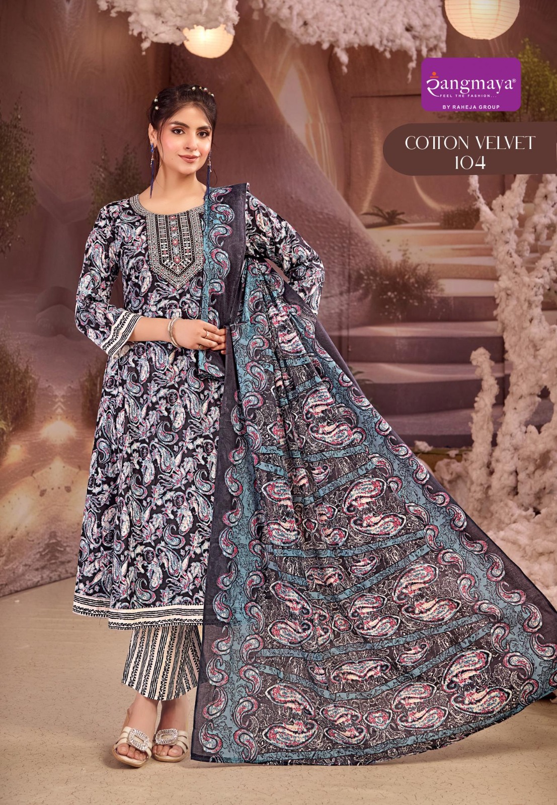 Rangmaya Cotton Velvet Printed Salwar Kameez Catalog collection 3