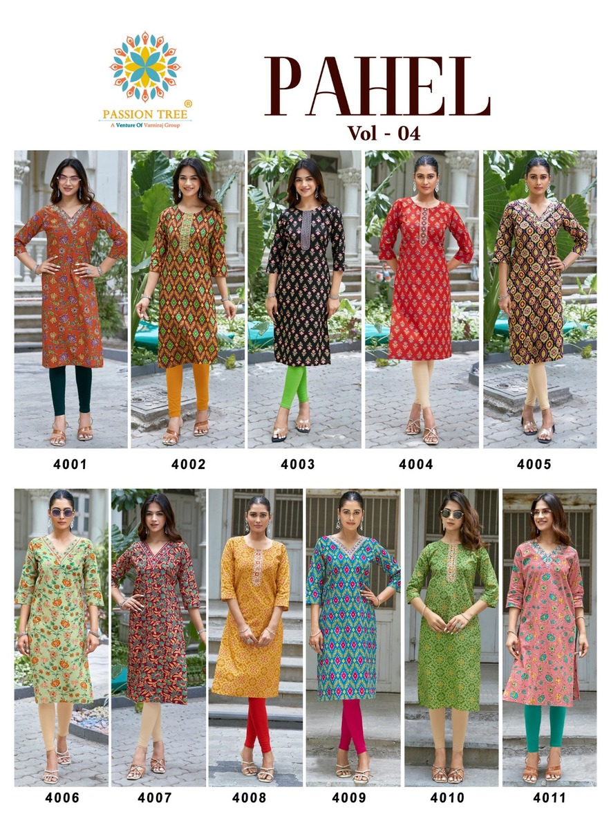Passion Tree Pahel Vol 4 Printed Kurtis Catalog collection 13