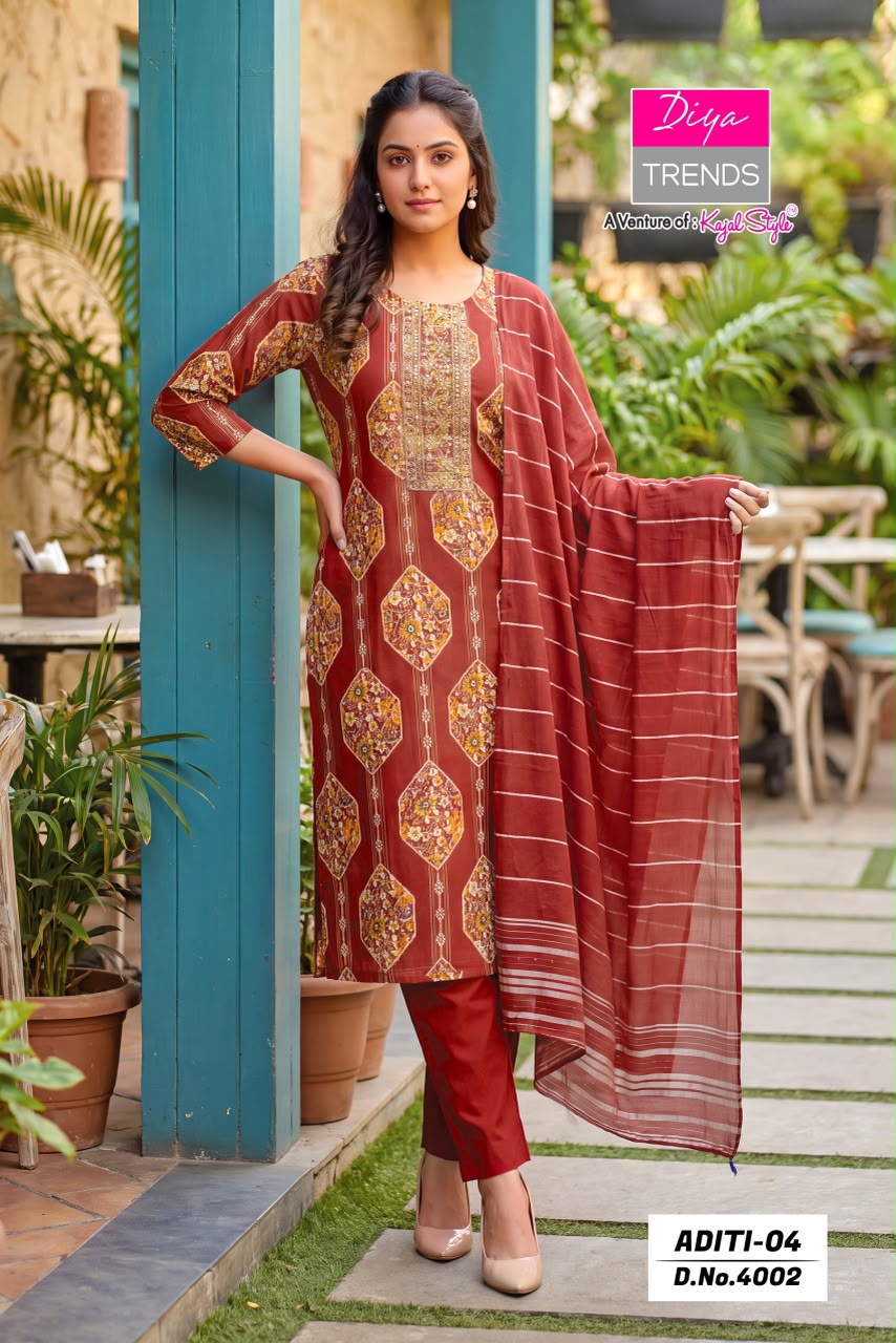 Diya Trends Aditi Vol 04 Printed Salwar Kameez Size Set collection 7