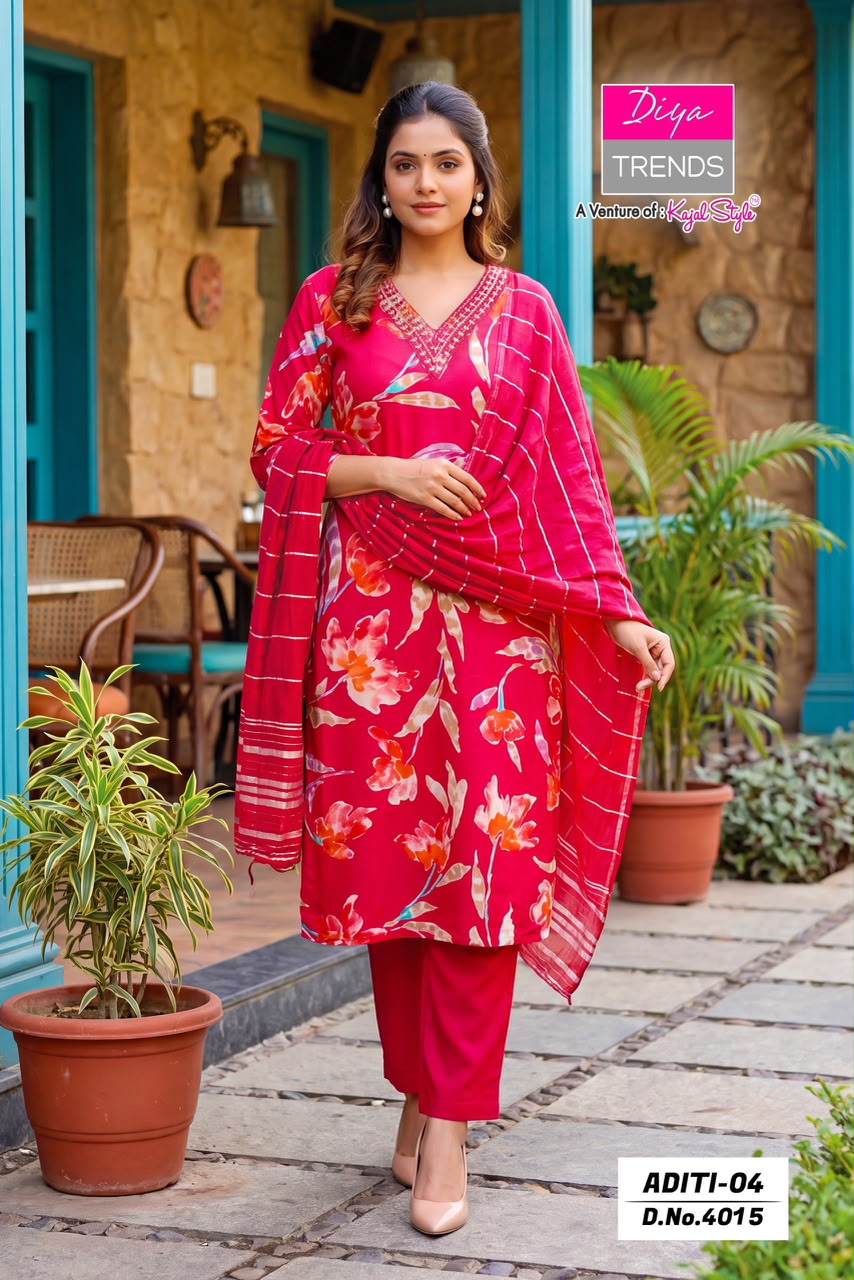 Diya Trends Aditi Vol 04 Printed Salwar Kameez Size Set collection 1