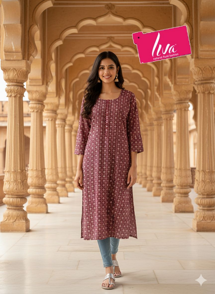 Liva Kurtis Reyon Printed Kurti Size Set collection 1